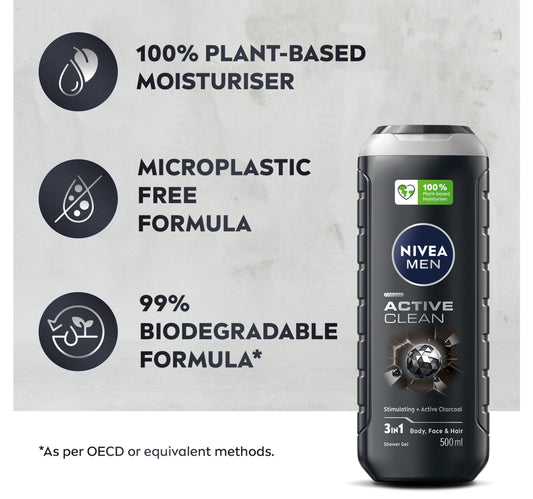 Nivea Men Active Clean 3in1 Shower Gel 500 ml