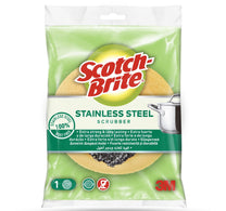 سكوتش برايت حلزوني من الفولاذ المقاوم للصدأ + إسفنجة، قطعة واحدة