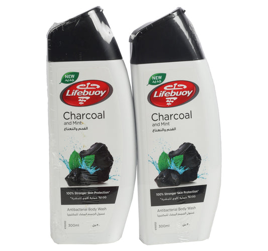 Lifebuoy Charcoal & Mint Antibacterial Body Wash 2 x 300 ml