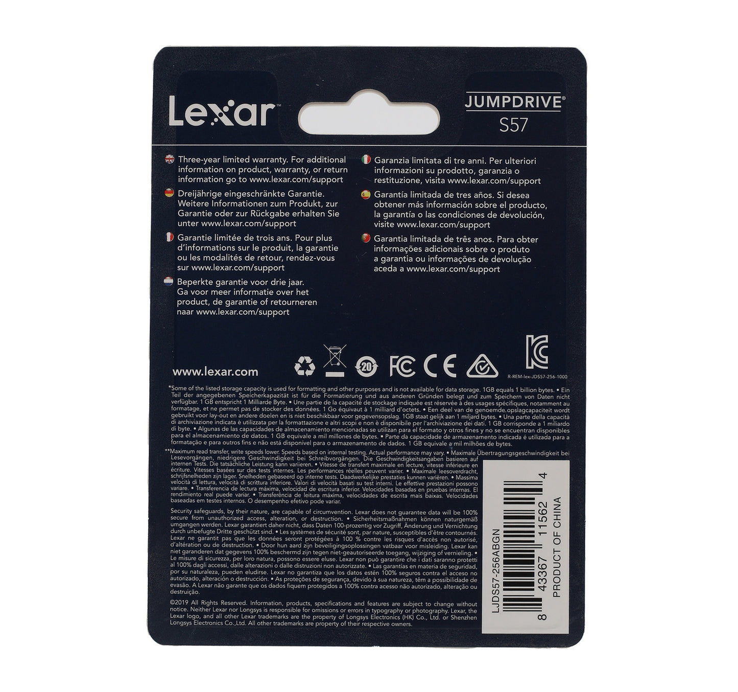 Lexar Jump Drive, 256 GB, S57-256ABEU