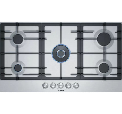 Bosch Series 6 Gas Hob 90 cm, Stainless Steel, PCQ9B5O90M