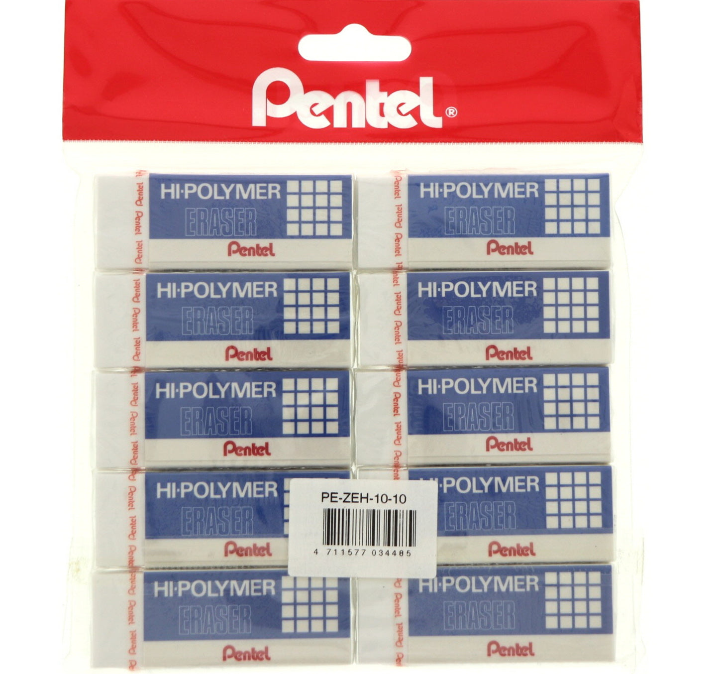 Pentel Hi-Polymer Eraser 10Pc PEZEH10