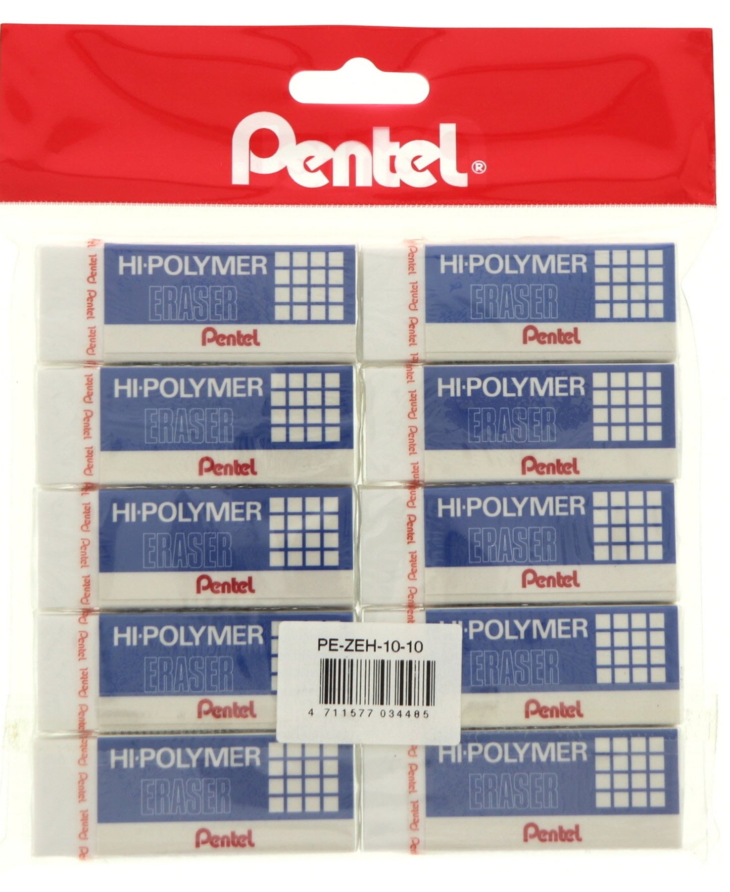 Pentel Hi-Polymer Eraser 10Pc PEZEH10