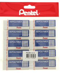 Pentel Hi-Polymer Eraser 10Pc PEZEH10