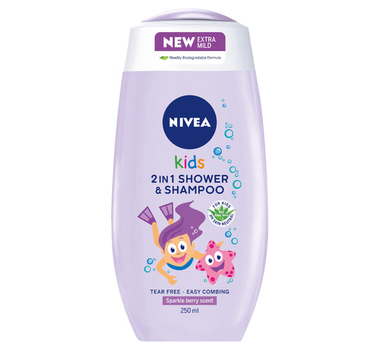 Nivea 2in1 Kids Shower & Shampoo with Bio Aloe Vera Berry Scent 250 ml
