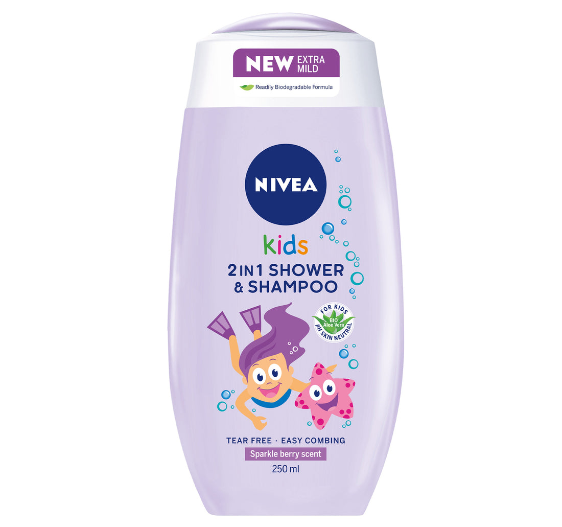 Nivea 2in1 Kids Shower & Shampoo with Bio Aloe Vera Berry Scent 250 ml