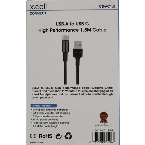 X.Cell Type C-USB Cable CB-AC1.5 Black