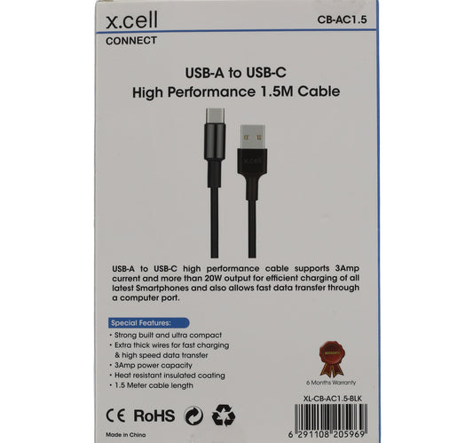 X.Cell Type C-USB Cable CB-AC1.5 Black