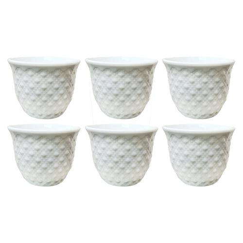 Home Ceramic Cawa Cups, 60 ml, 6 pcs, White, GUANG-H4245