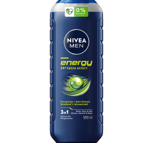 Nivea Men Energy Shower Gel 3in1 Body Wash 500 ml