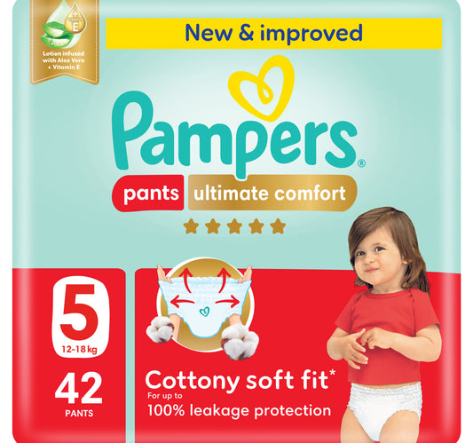 Pampers Ultimate Comfort Pants Diapers, Size 5, 12-18kg, Super Saving Pack, 42 pcs