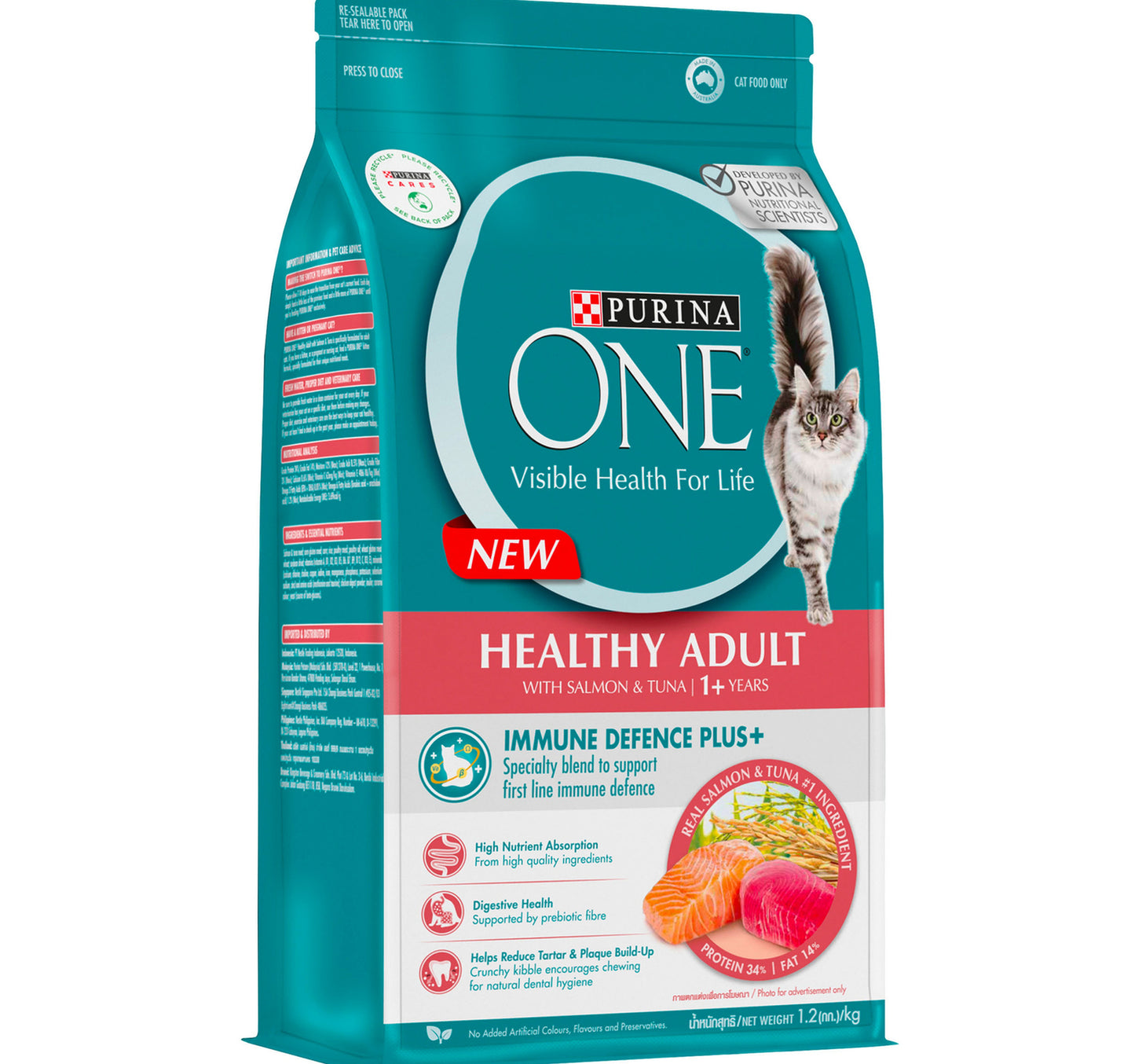 Purina One Healthy Adult Catfood With Salmon & Tuna For 1+ Years 1.2 kg