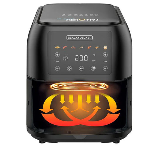 Black+Decker Slim Digital Air Fryer With Window, 8L, 1700W, SAF80W