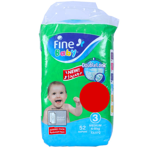 Fine Baby Diaper Size 3 Medium 4-9 kg Value Pack 52 pcs