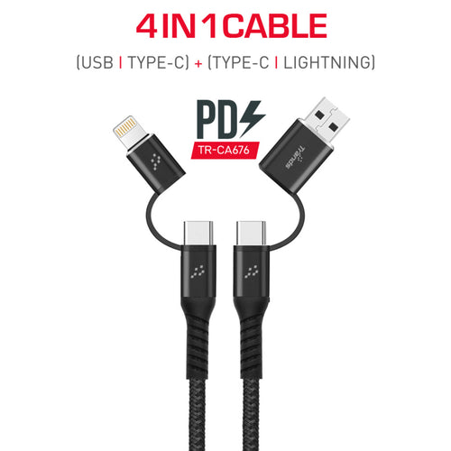 Trands 4 In 1 Cable USB and Type C Type C and Lightning Cable CA676