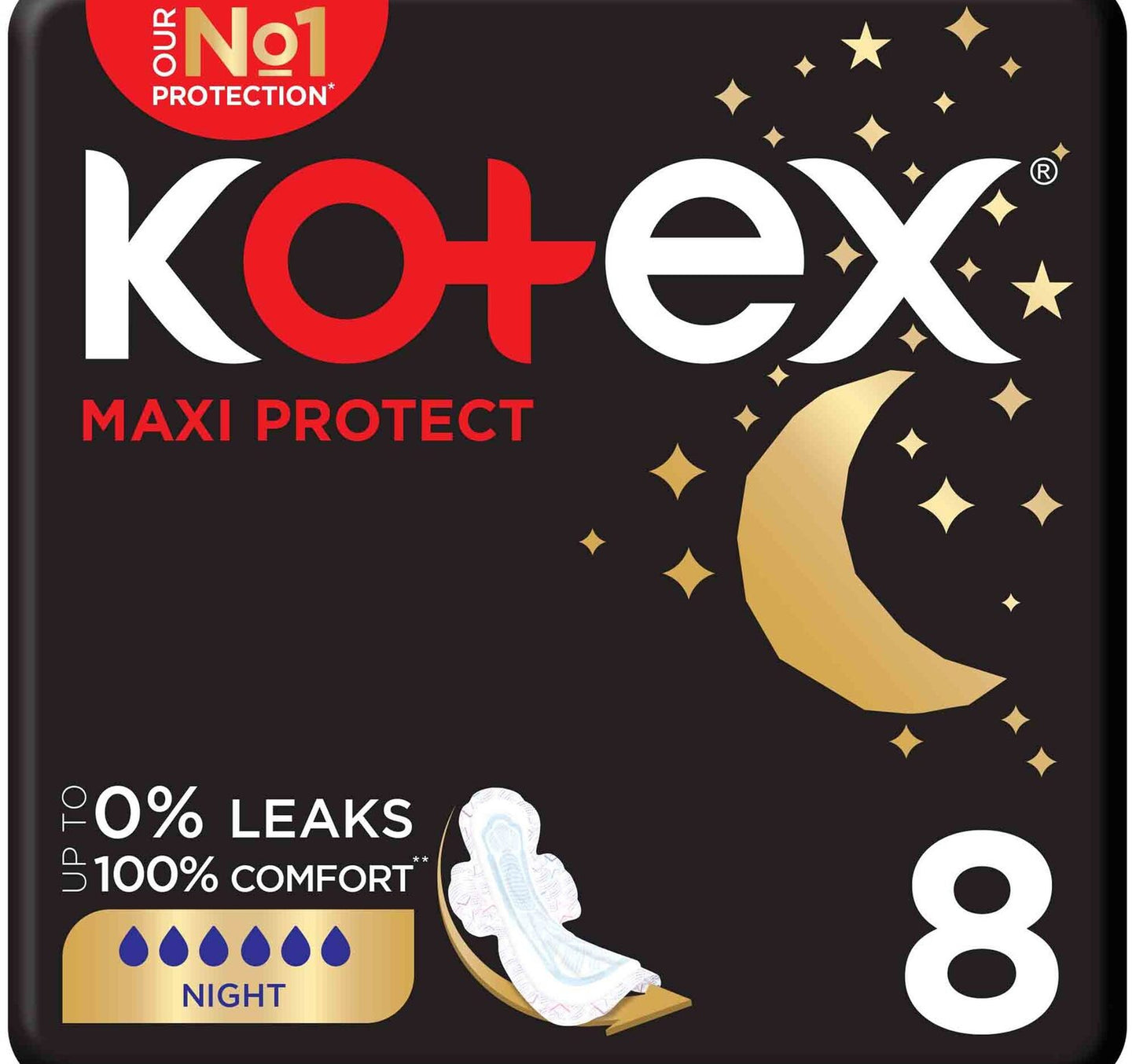 فوط صحية كوتكس ماكسي بروتيكت سميكة للحماية الليلية بأجنحة، 8 قطع