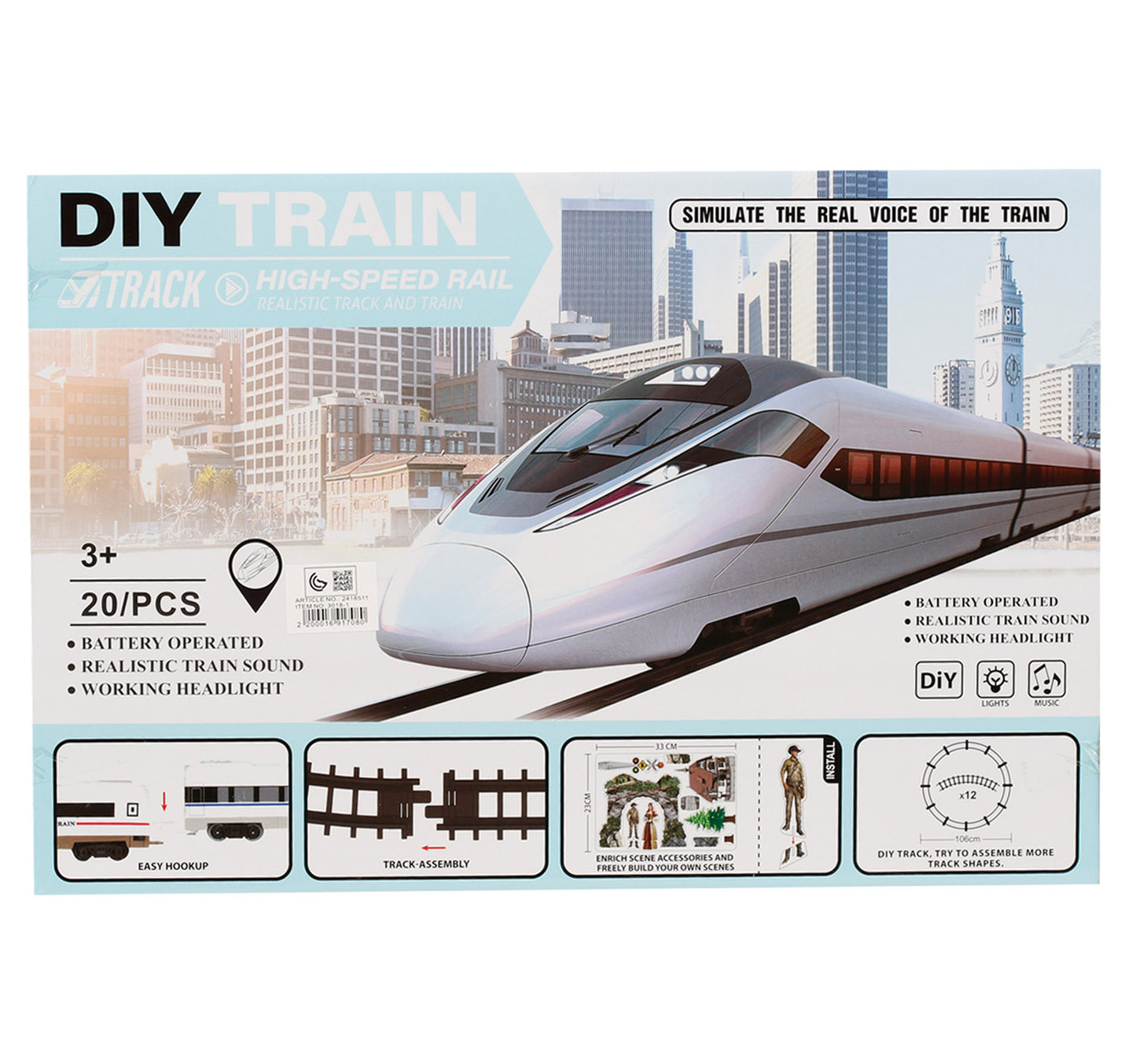 Skid Fusion Battery Operated Track Train Set, 20 pcs, 3018-1