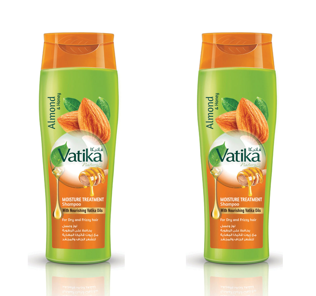 Vatika Naturals Moisture Treatment Shampoo Enriched with Almond & Honey For Dry & Frizzy Hair With Nourishing Vatika Oils 2 x 400 ml