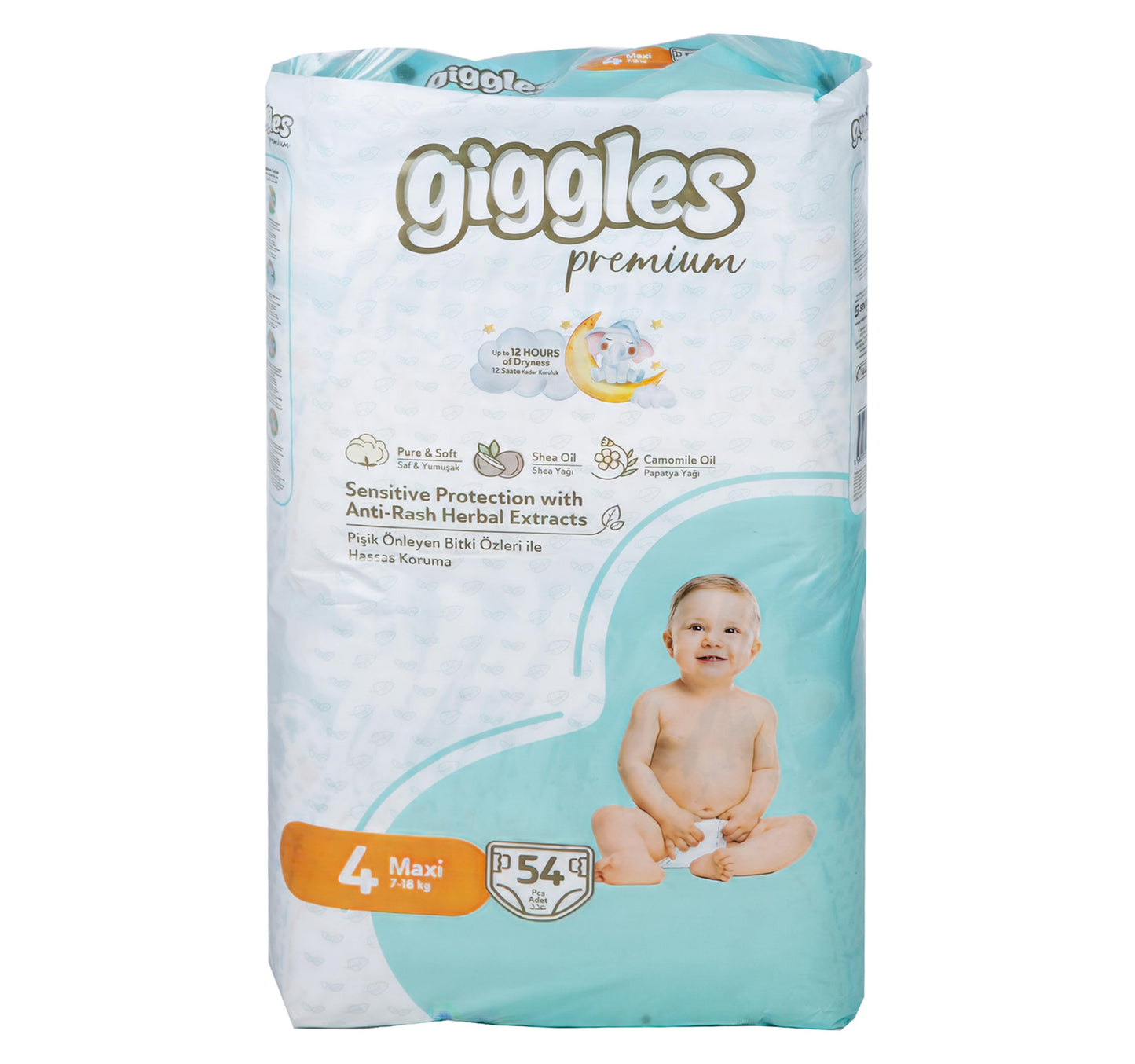 Giggles Premium Baby Diaper Maxi Size 4 7-18 kg 54 pcs
