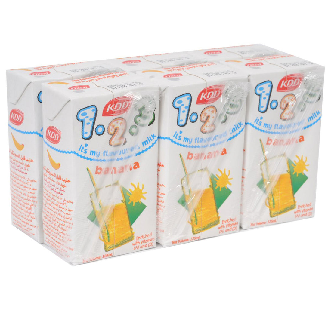 KDD 1-2-3 Banana Flavoured Long Life Low Fat Milk 6 x 125 ml