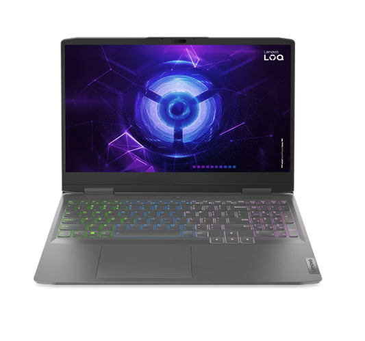 كمبيوتر محمول للألعاب من لينوفو LOQ-82XV00P2AX، معالج إنتل كور i5-12450H، شاشة 15.6 بوصة عالية الوضوح، ذاكرة وصول عشوائي (RAM) سعة 8 جيجابايت، قرص تخزين SSD سعة 512 جيجابايت، نظام تشغيل ويندوز 11 هوم، لون رمادي عاصف