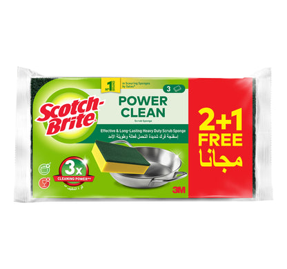 Scotch Brite Power Clean Heavy Duty Scrub Sponge Value Pack 3 pcs