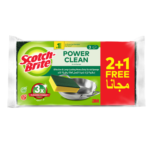 Scotch Brite Power Clean Heavy Duty Scrub Sponge Value Pack 3 pcs