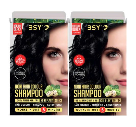 BSY Noni Hair Colour Shampoo Natural Black Value Pack 2 x 20 ml