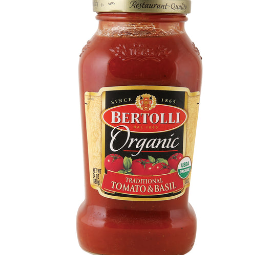 صلصة الطماطم والريحان التقليدية العضوية من بيرتولي 680 جم