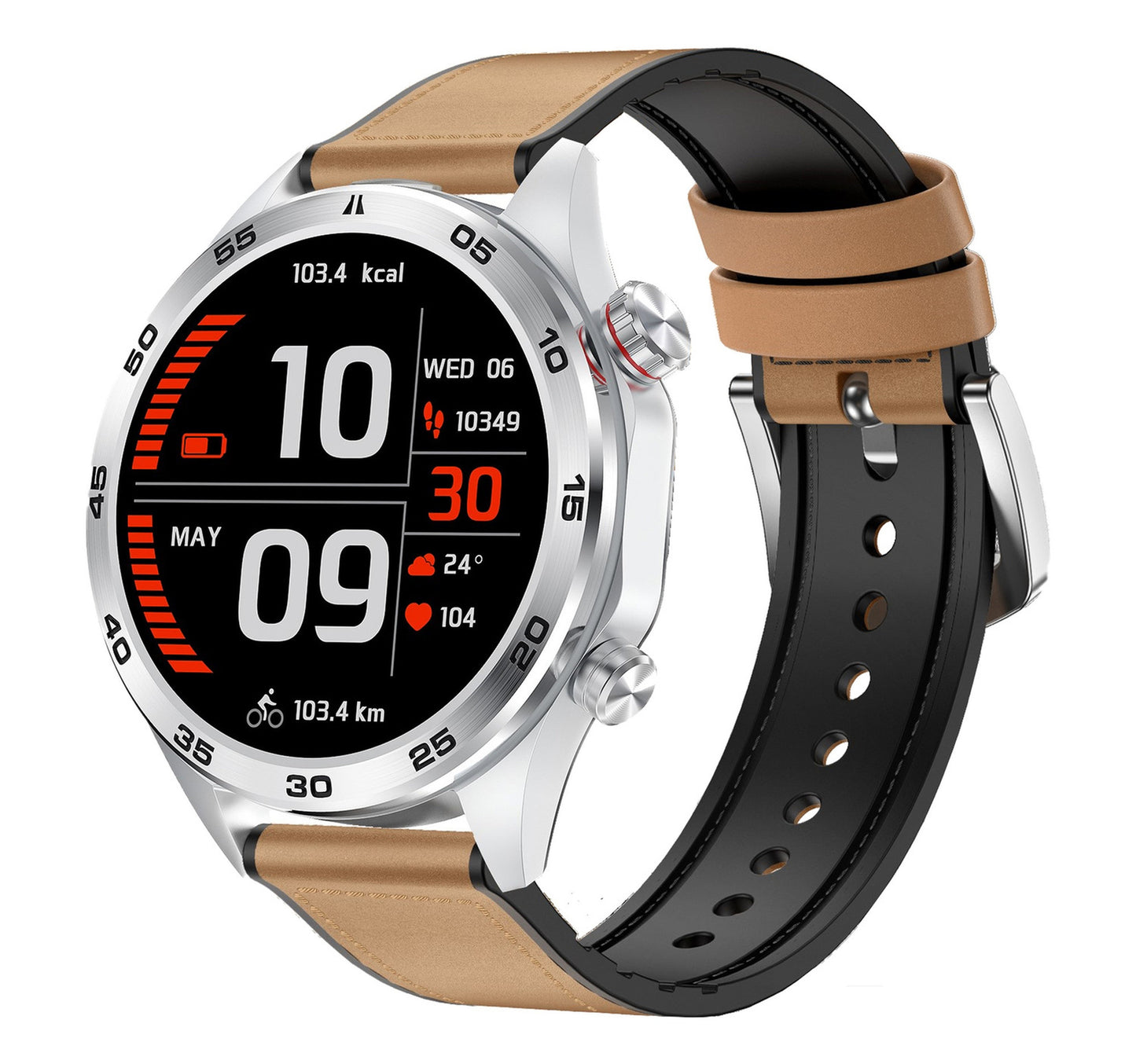 X.Cell Smartwatch Elite-5 Leather Strap Brown