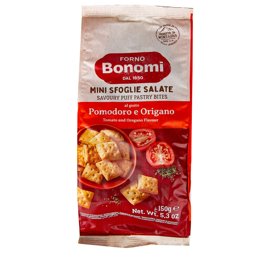Forno Bonomi Tomato And Oregano Flavour Savoury Puff Pastry Bites 150 g