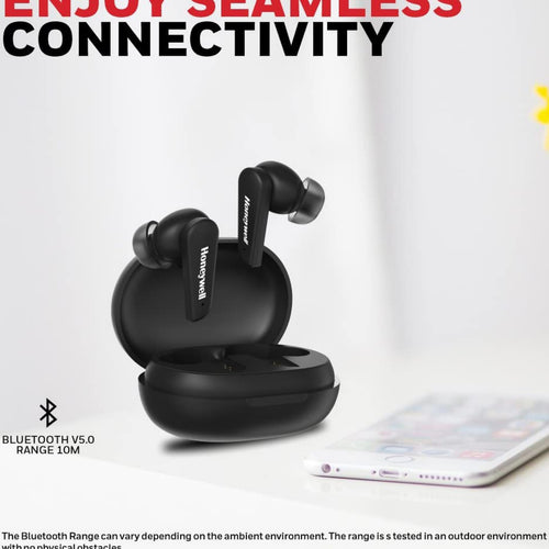 Honeywell Trueno U5000 True Wireless Active Noise Cancelling Earbuds, Black