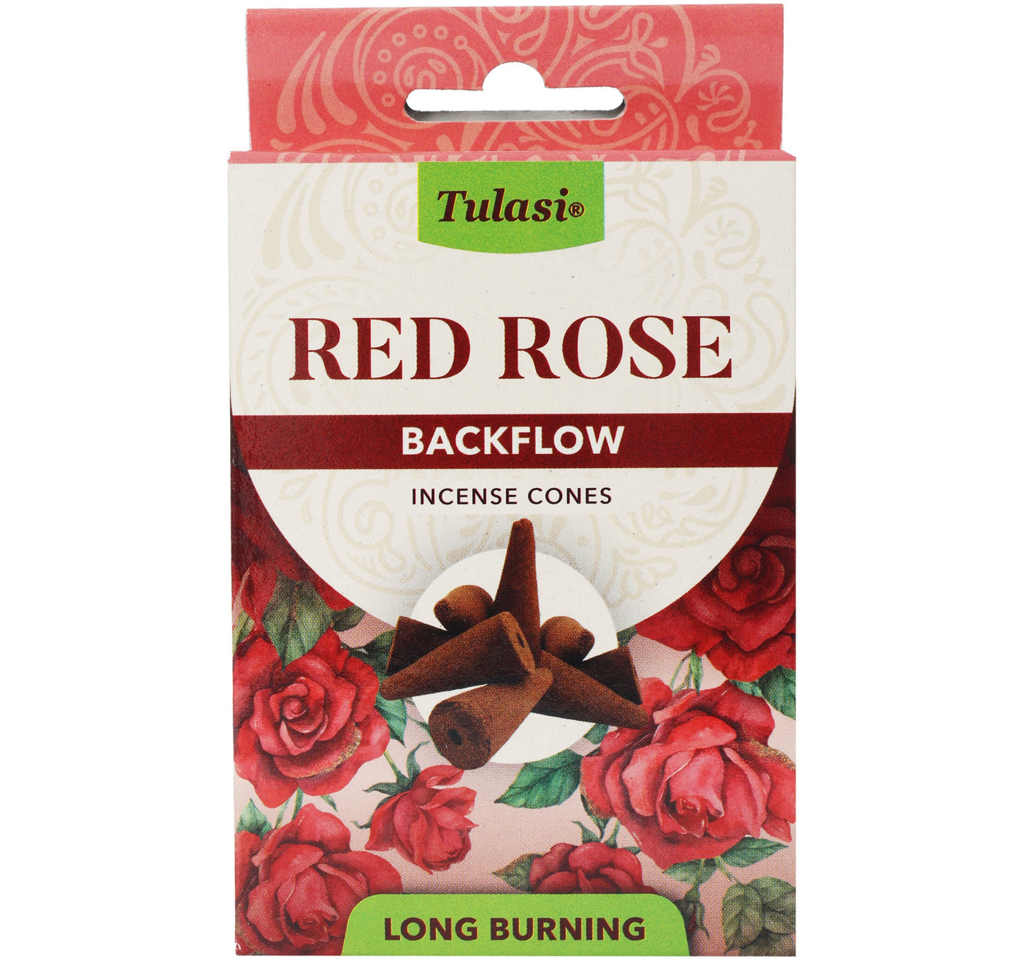 Tulasi Red Rose Incense Cones 10 pcs