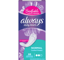 فوط صحية يومية من أولويز، مريحة، حماية عادية، غير معطرة، 20 قطعة