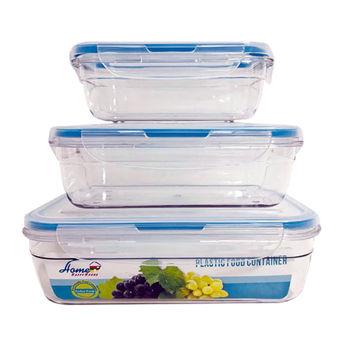 Home Rectangular Plastic Containers, 400 ml + 760 ml + 1300 ml, 4761300