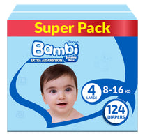 Sanita Bambi Baby Diaper Size 4 Large 8-16 kg 124 pcs