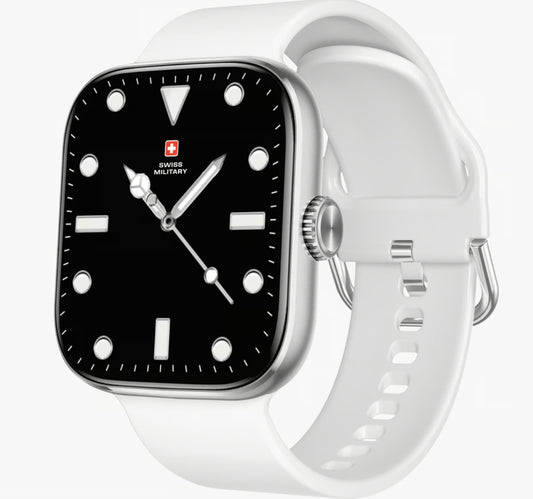 Swiss Military Smart Watch Alps4, 1.75 Inches with White Silicone Strap