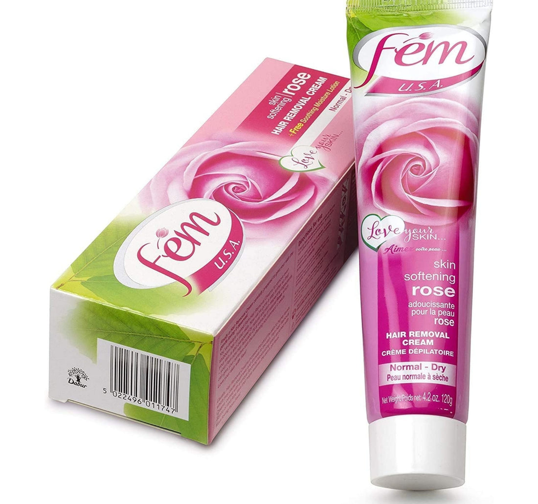 كريم إزالة الشعر من فيم يو إس إيه برائحة الورد، لبشرة ناعمة ومرطبة، 120 جم