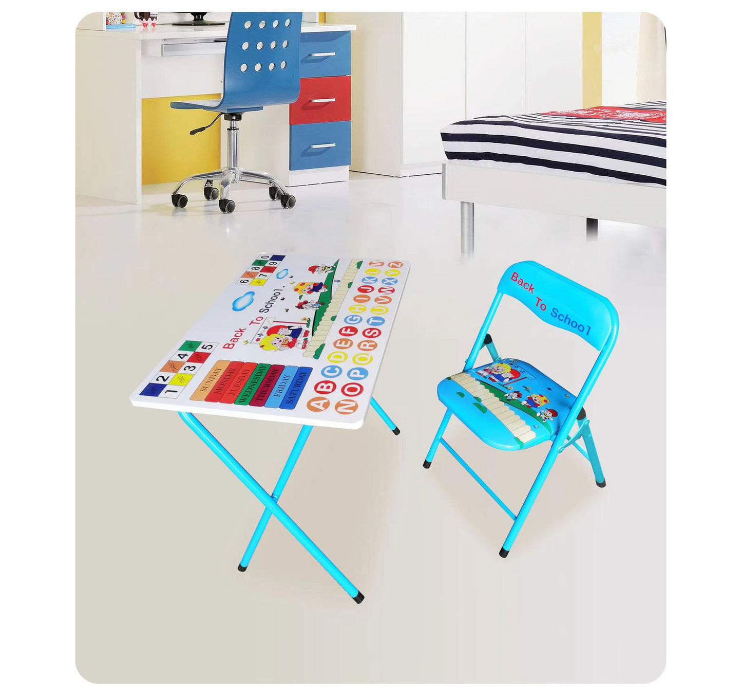 Maple Leaf Home Study Table + Chair, Blue, KT003C