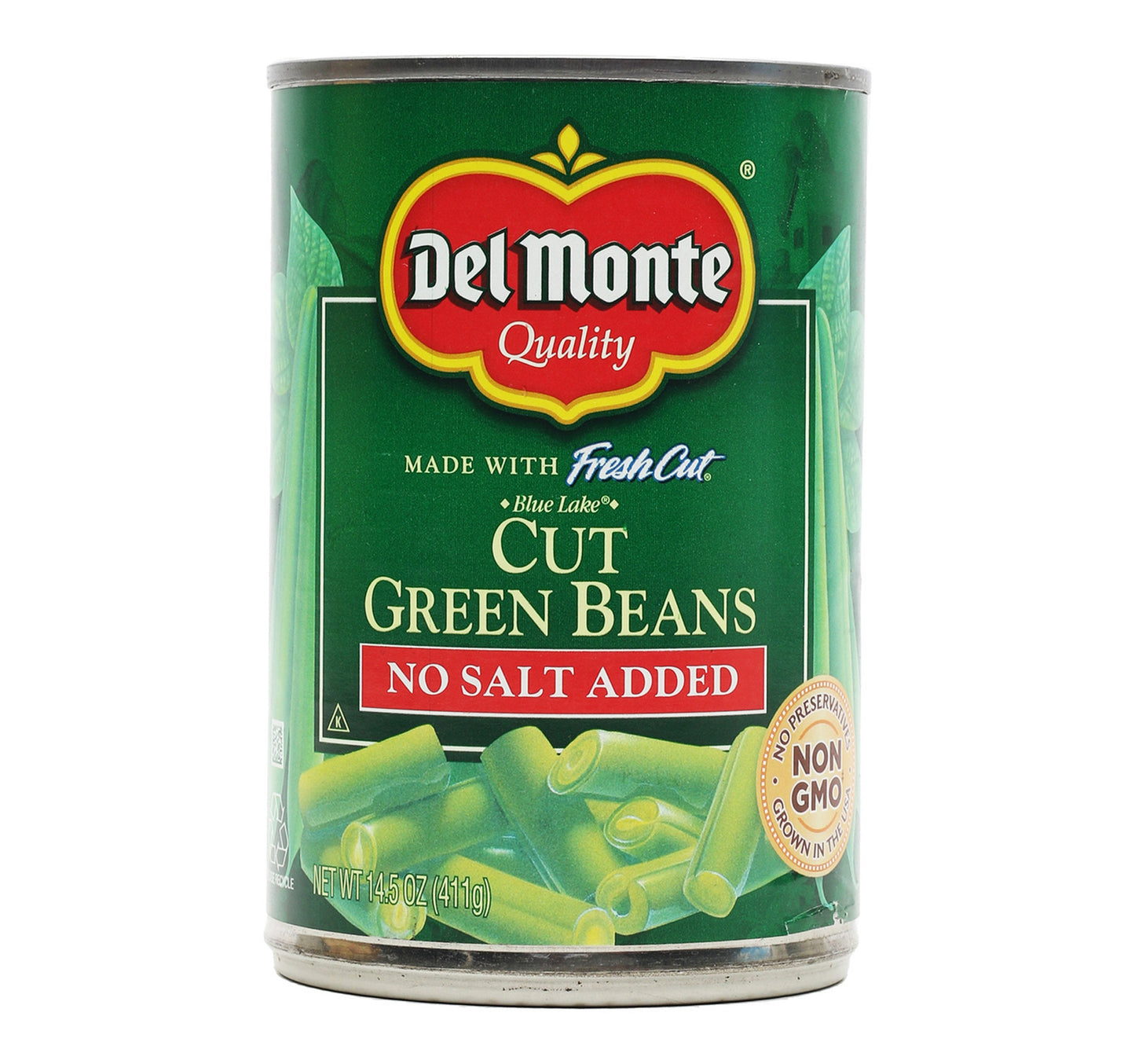 فاصوليا خضراء مقطعة من ديل مونتي بدون إضافة ملح 411 جرام