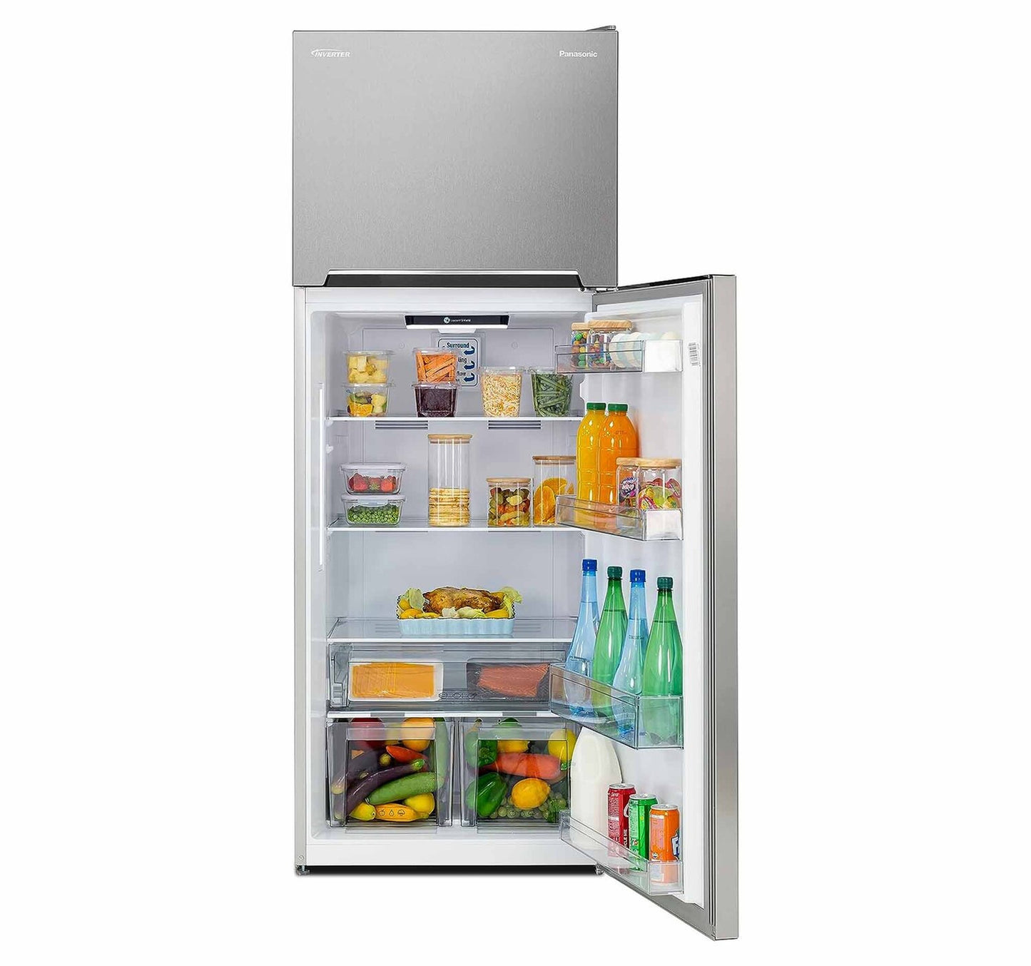 Panasonic Double Door Refrigerator, 432 L, Silver, NR-BC573VSAE
