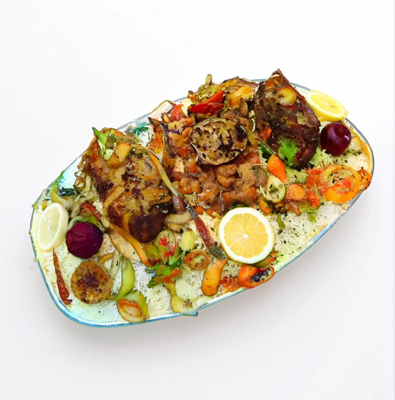 Fried Bahraini Hamoor with shrimp and saffron rice Al Lulu Kitchen