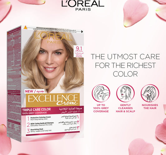 L'Oreal Paris Excellence Creme Color 9.1 Very Light Ash Blonde 1 pkt