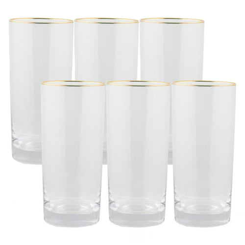 Danny Home Tall Tumbler Set with Gold Rim, 6 pcs, CB02-02
