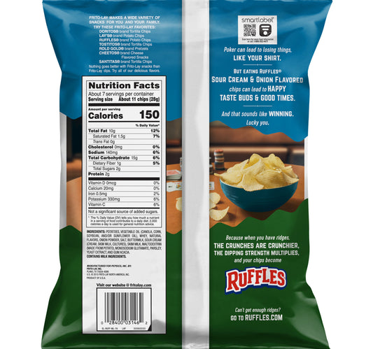 Fritolay Ruffles Sour & Cream Onion Potato Chips 184.2 g