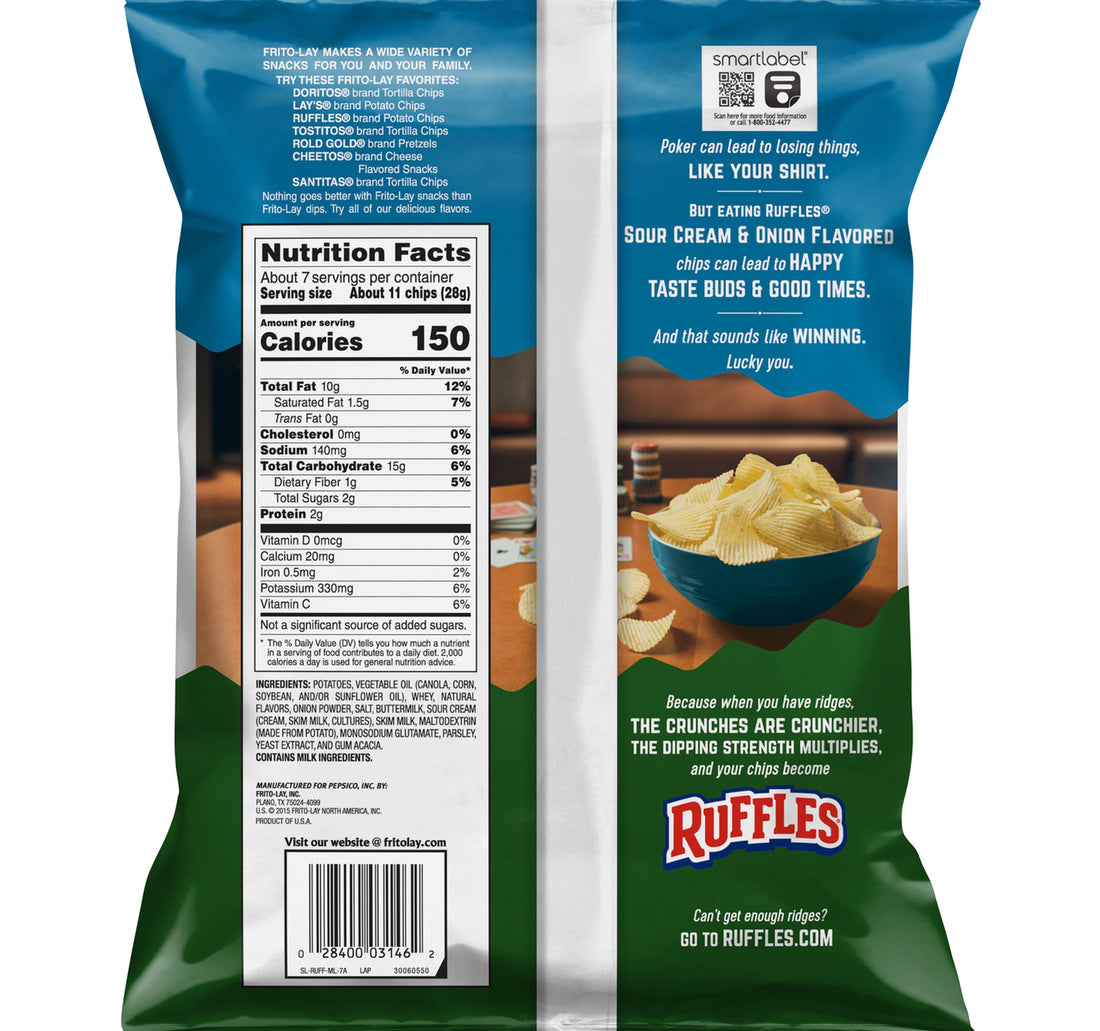 Fritolay Ruffles Sour & Cream Onion Potato Chips 184.2 g