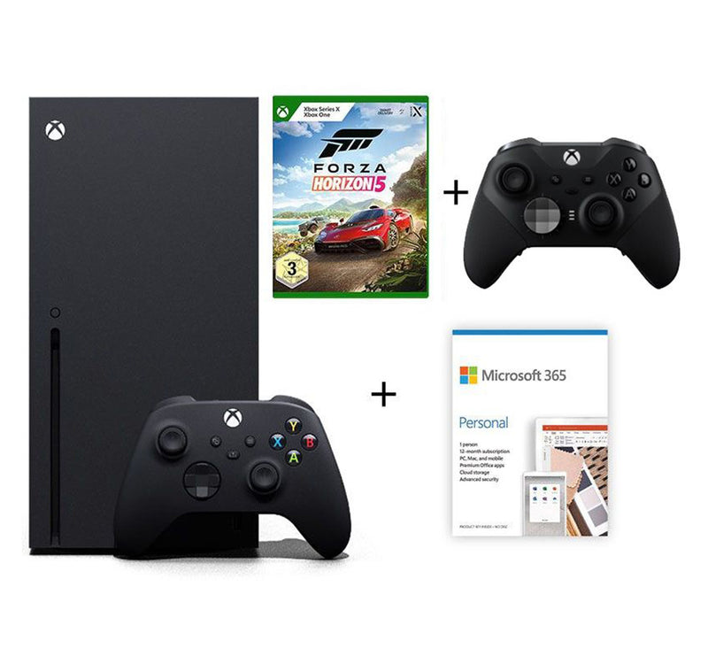 جهاز Xbox Series X بسعة 1 تيرابايت + Forza Horizon 5 + وحدة تحكم Elite + Microsoft 365 Personal