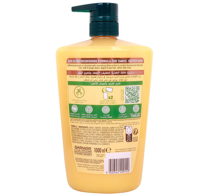 Garnier Ultra Doux Ultra Nourishing Shampoo Avocado Oil & Shea Butter 1 Litre