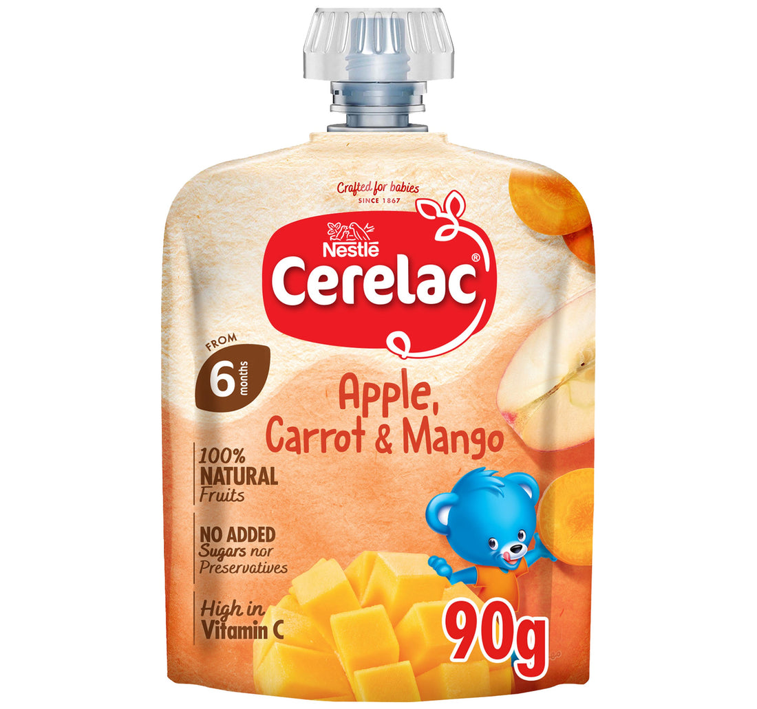 Nestle Cerelac Apple Carrot & Mango Fruits Puree Pouch Bay Food From 6 Months 90 g