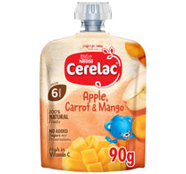 Nestle Cerelac Apple Carrot & Mango Fruits Puree Pouch Bay Food From 6 Months 90 g